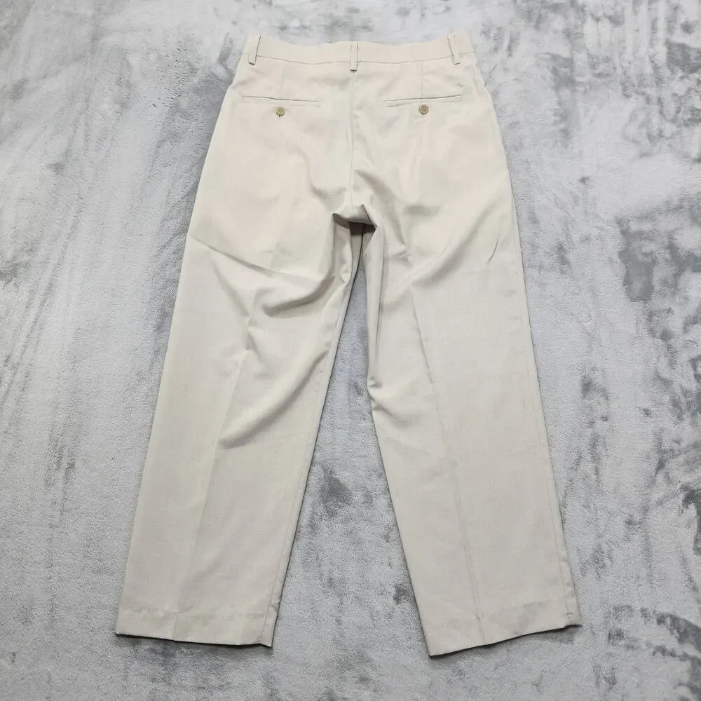 Kenneth Cole Reaction Pants Mens 30X27* Beige Khaki‎ Flat Front Straight Leg